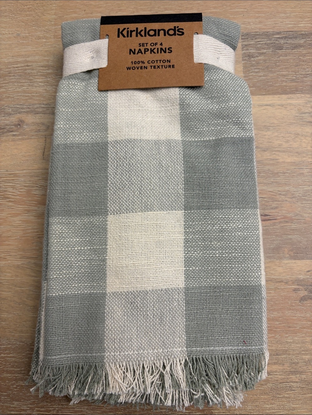 Kirkland's Cream & Gray Buffalo Check Cotton Napkins - Set of 4